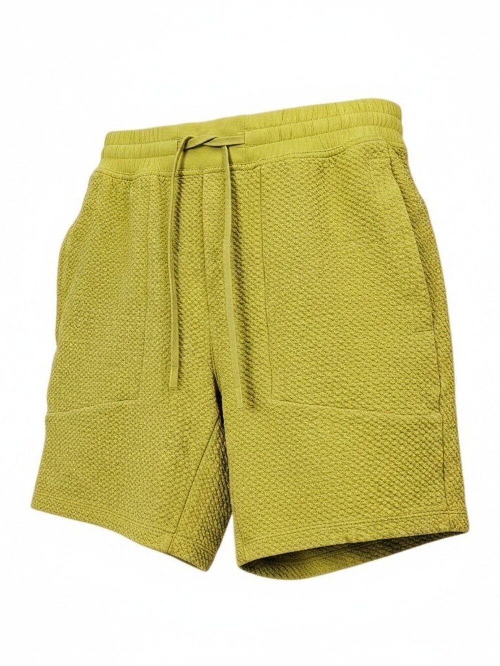 Lululemon At Ease Shorts Textured Relaxed Training Active Shorts Lime 7" Size M